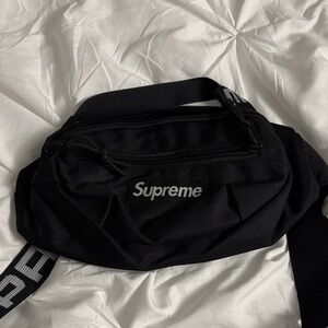 Supreme Black Belt Bag with Logo Accent